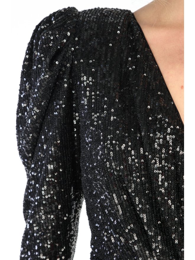 CARLA GLAM ONE-SLEEVE ASYMMETRIC SEQUINS MINI DRESS