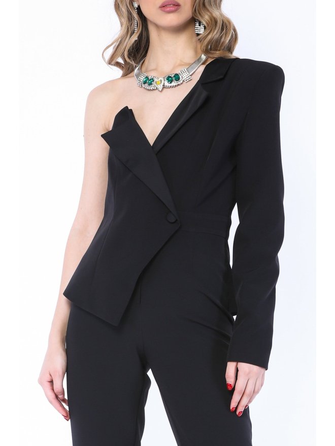 MARMURI ONE-SLEEVE BLAZER STYLE CIGARETTE JUMPSUIT