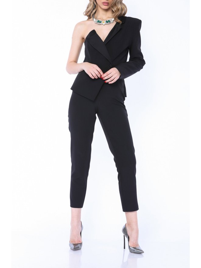 MARMURI ONE-SLEEVE BLAZER STYLE CIGARETTE JUMPSUIT