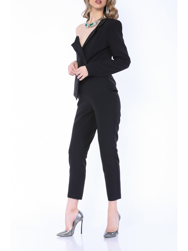 MARMURI ONE-SLEEVE BLAZER STYLE CIGARETTE JUMPSUIT