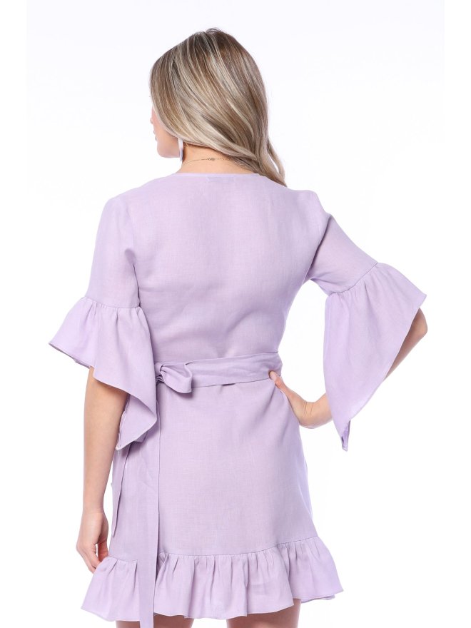 TGH LINO WRAP STYLE RUFFLED MINI DRESS