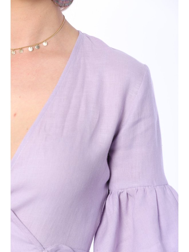 TGH LINO WRAP STYLE RUFFLED MINI DRESS