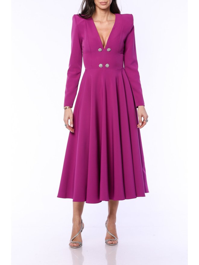 TGH SOPHISTICATION JEWELLERY BUTTONS MIDI DRESS