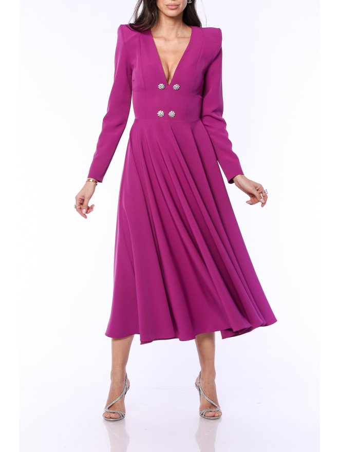 TGH SOPHISTICATION JEWELLERY BUTTONS MIDI DRESS