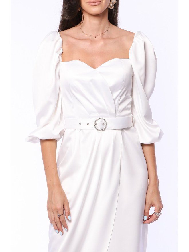 TGH JEWELLERY BELT TULIP SATIN MIDI DRESS