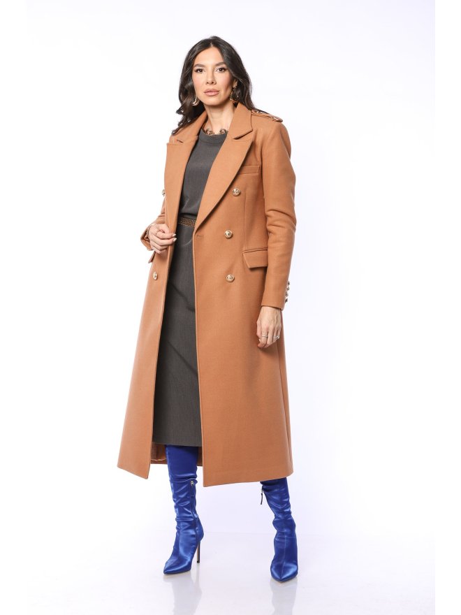 TGH PALTON MIDI POLISHED CU NASTURI AURII