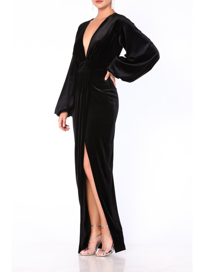 TGH GLAM ROCHIE MAXI DIN CATIFEA CU MANECI BUFANTE