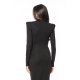 TGH SHIMMERING PUFFED SHOULDERS DEEP SLIT MAXI DRESS