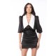 TGH SATIN POINTED COLLAR CONTRAST MINI DRESS