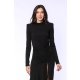 TGH DRAPED WAIST ASYMMETRIC FRONT SLIT MIDI DRESS