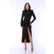 TGH DRAPED WAIST ASYMMETRIC FRONT SLIT MIDI DRESS