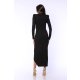 TGH DRAPED WAIST ASYMMETRIC FRONT SLIT MIDI DRESS