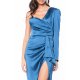 TGH ONE-SLEEVE SATIN MIDI DRESS