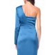 TGH ONE-SLEEVE SATIN MIDI DRESS
