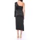 TGH ONE-SLEEVE SATIN MIDI DRESS