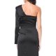 TGH ONE-SLEEVE SATIN MIDI DRESS
