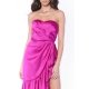 MARMURI ROCHIE MIDI ASIMETRICA DIN SATIN CU CORSET SI VOLANE