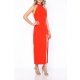 POESSE ROCHIE MIDI CU SLIT ADANC IN FATA SI TOP HALTER
