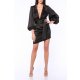 TGH PUFFED SLEEVES ASYMMETRIC SATIN MINI DRESS