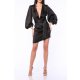 TGH PUFFED SLEEVES ASYMMETRIC SATIN MINI DRESS