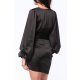 TGH PUFFED SLEEVES ASYMMETRIC SATIN MINI DRESS