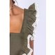 CARLA PURO LINO RUFFLES & LACE CROPPED TOP