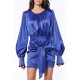 TGH ROCHIE MINI DIN SATIN TRENDSETTING CU ESARFA IN TALIE 