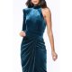 TGH ONE-SLEEVE VELVET DREAMS CUT-OUT BACK MIDI DRESS