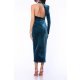 TGH ONE-SLEEVE VELVET DREAMS CUT-OUT BACK MIDI DRESS