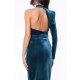 TGH ONE-SLEEVE VELVET DREAMS CUT-OUT BACK MIDI DRESS