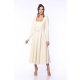 TGH ROCHIE MIDI A-LINE DRAPATA CU CORSET SI CATARAMA BIJUTERIE