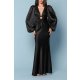 TGH ROCHIE MAXI DIN SATIN CU INEL SI MANECI BUFANTE