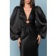 TGH ROCHIE MAXI DIN SATIN CU INEL SI MANECI BUFANTE