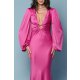 TGH ROCHIE MAXI DIN SATIN CU INEL SI MANECI BUFANTE