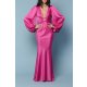 TGH ROCHIE MAXI DIN SATIN CU INEL SI MANECI BUFANTE