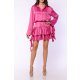 TGH ROCHIE MINI FIESTA DIN SATIN CU VOLANE LA MANSETE