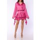 TGH ROCHIE MINI FIESTA DIN SATIN CU VOLANE LA MANSETE