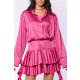 TGH ROCHIE MINI FIESTA DIN SATIN CU VOLANE LA MANSETE