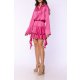 TGH ROCHIE MINI FIESTA DIN SATIN CU VOLANE LA MANSETE