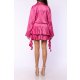 TGH ROCHIE MINI FIESTA DIN SATIN CU VOLANE LA MANSETE