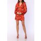 TGH ROCHIE MINI CU PRINT FLORAL SI NASTURI