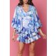 TGH ROCHIE MINI CU VOLANE ASIMETRICE SI PRINT SEA WAVES