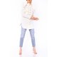 POESSE FAMOUS PUFFED SHOULDERS LONGLINE SHIRT