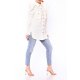 POESSE FAMOUS PUFFED SHOULDERS LONGLINE SHIRT