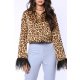 TGH FEATHERS CUFFS ANIMAL PRINT SHIRT