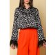 TGH FEATHERS CUFFS ANIMAL PRINT SHIRT