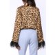 TGH FEATHERS CUFFS ANIMAL PRINT SHIRT