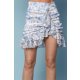 TGH FUSTA MINI CU VOLANE ASIMETRICE SI PRINT FLORI BLUE