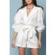 TGH LINO WHITE SUMMER PUFFED SLEEVES PLAYSUIT