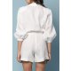 TGH LINO WHITE SUMMER PUFFED SLEEVES PLAYSUIT